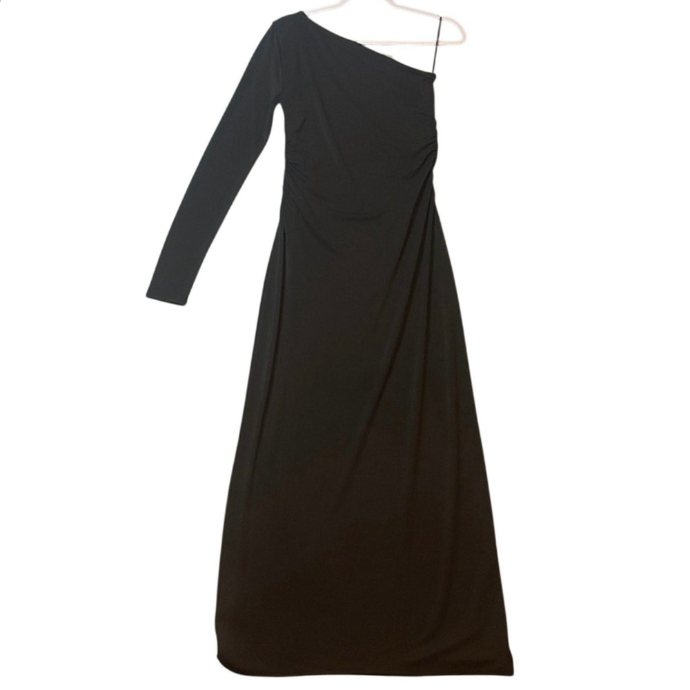 J.Crew Black One-Shoulder Ruched Midi Dress NWT Small Stretch Cocktail - Picture 5 of 7